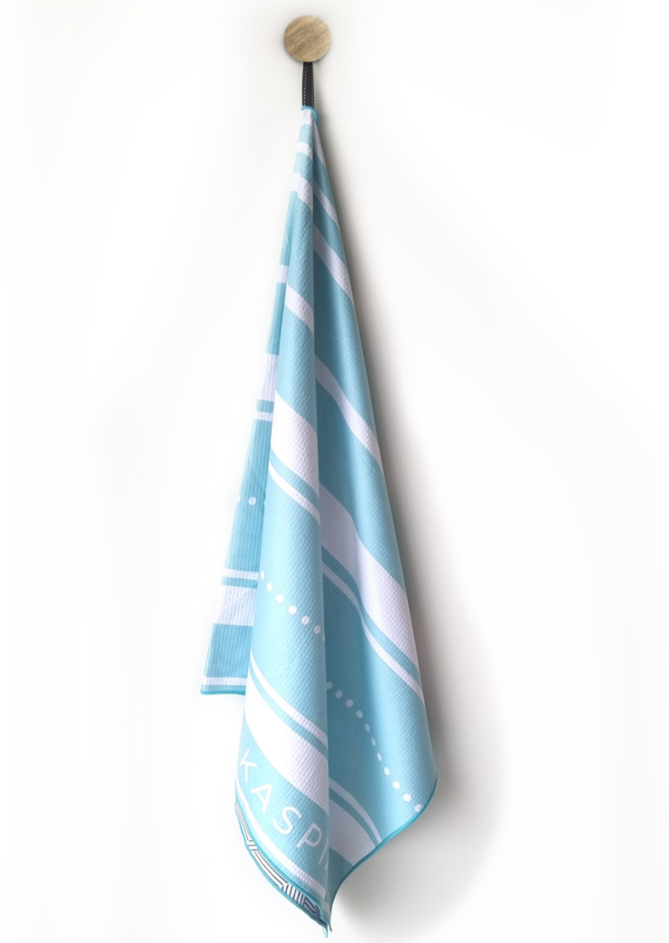 Sand free beach towel on hook 